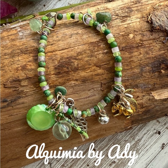 Alquimia Green and Gold Charm Bracelet peridot - Picture 1 of 3